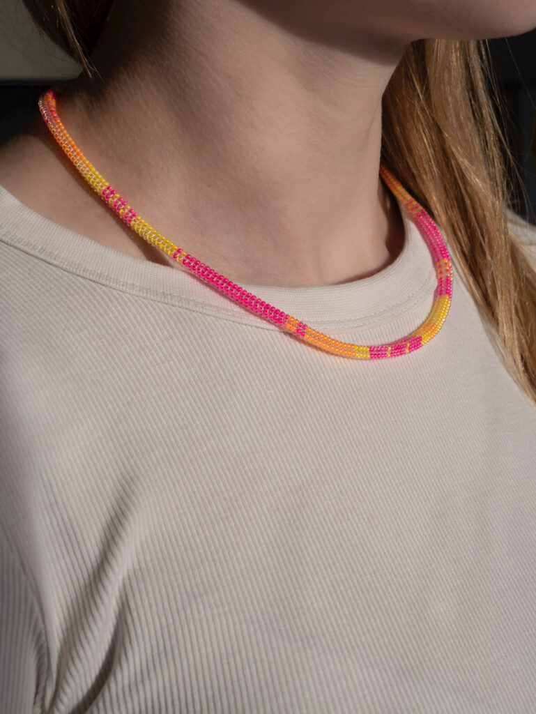 obrazek → Candy Sunset · ręcznie tkany naszyjnik