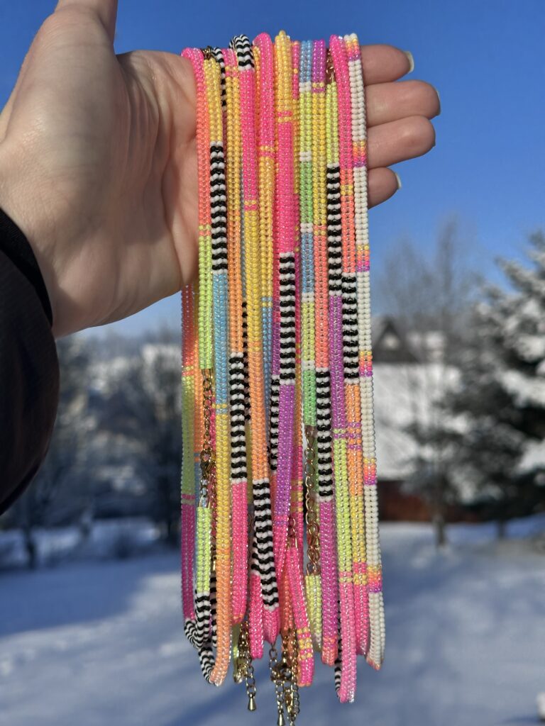obrazek → Candy Sunset · ręcznie tkany naszyjnik