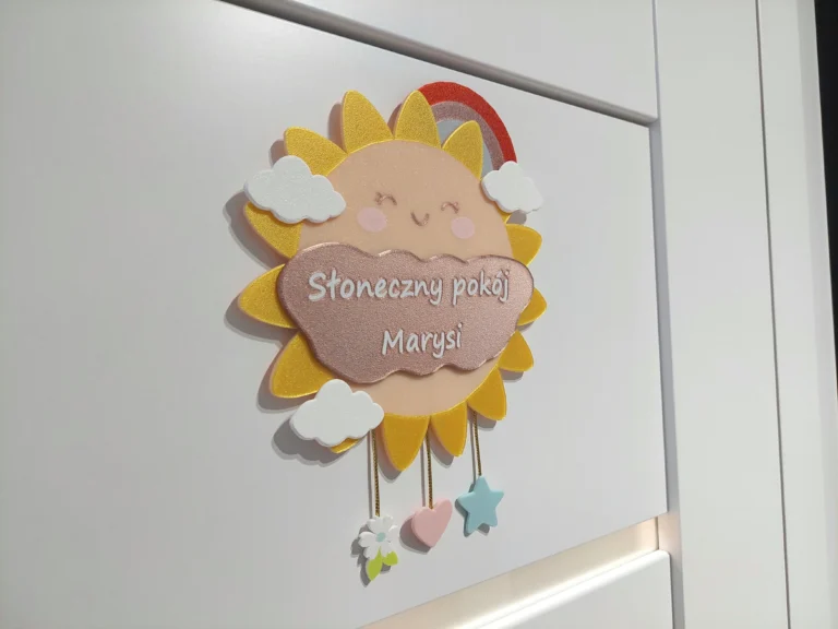 TABLICZKA Z IMIENIEM DZIECKA 3D SŁOŃCE DO POKOJU DZIECIĘCEGO PERSONALIZACJA