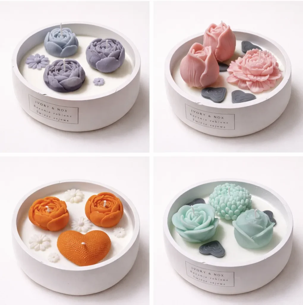 🕯️ Flower Collection – Ręcznie robione świece sojowe w gipsowym pojemniku