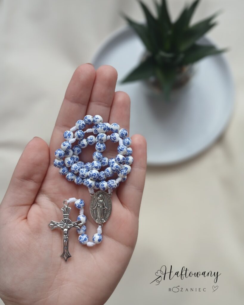 Różaniec ceramiczny niebieski