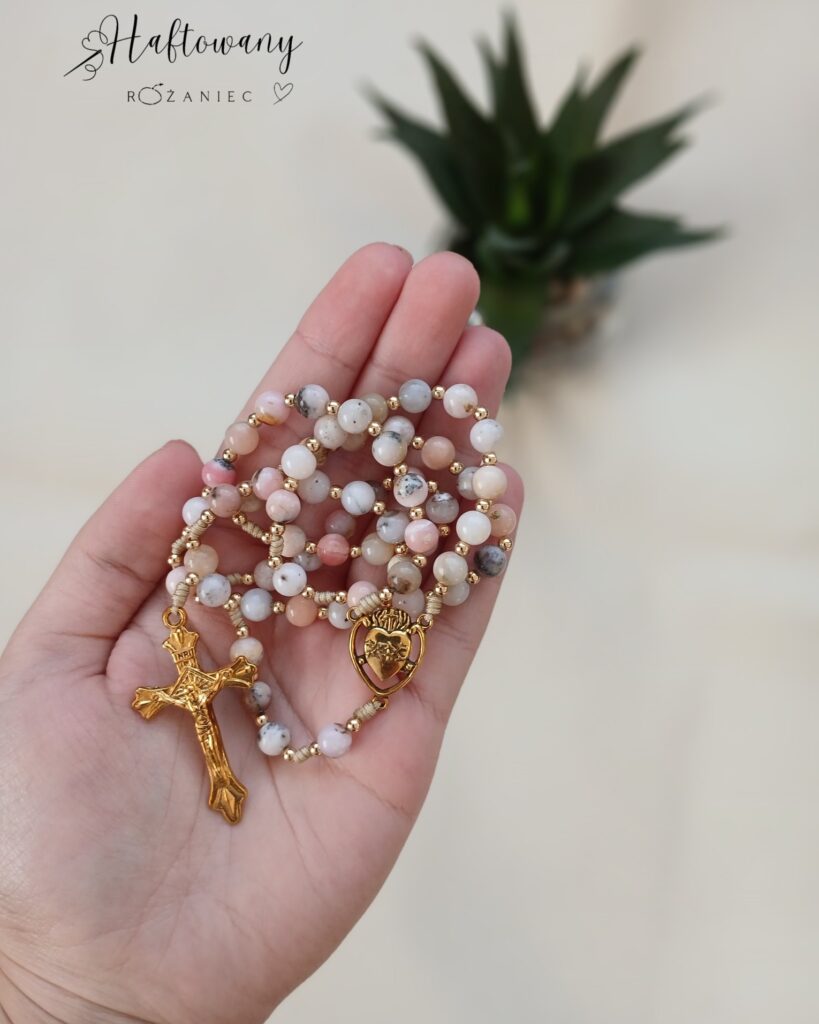 Różaniec z kamienia naturalnego- opalu