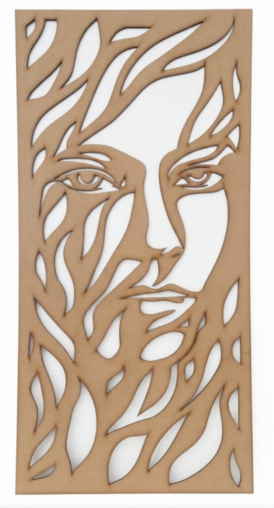 Kobieca twarz w gałęziach