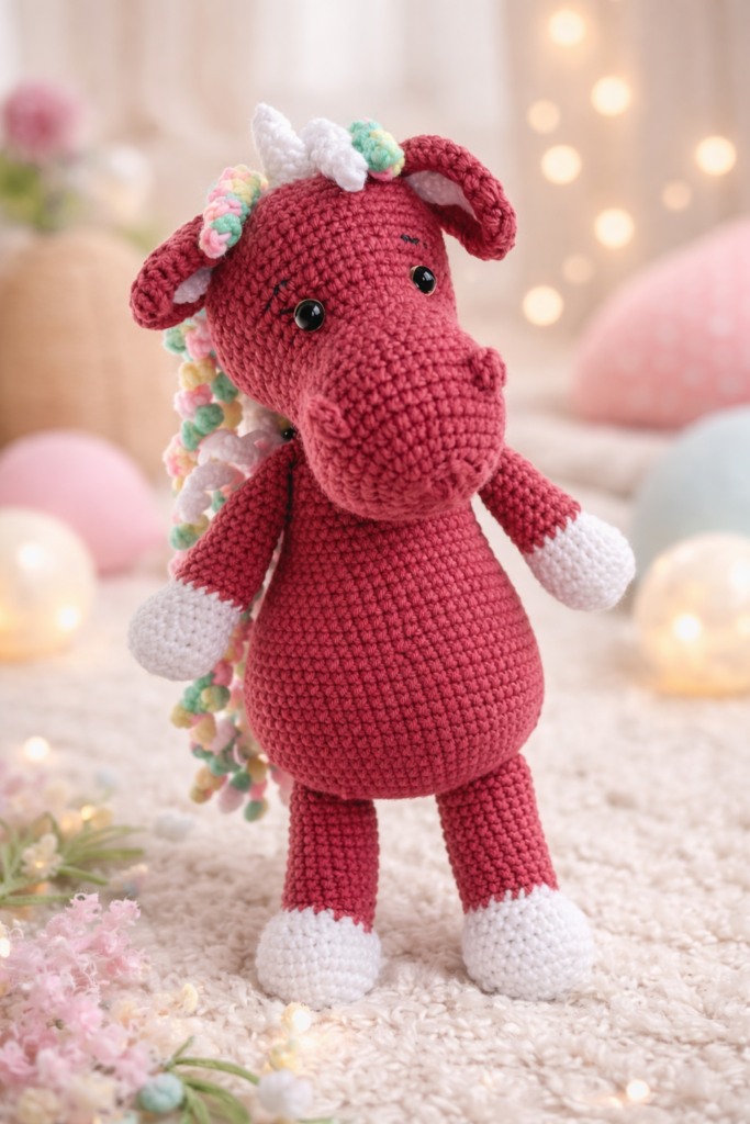 maskotka jednorozec na szydelku handmade