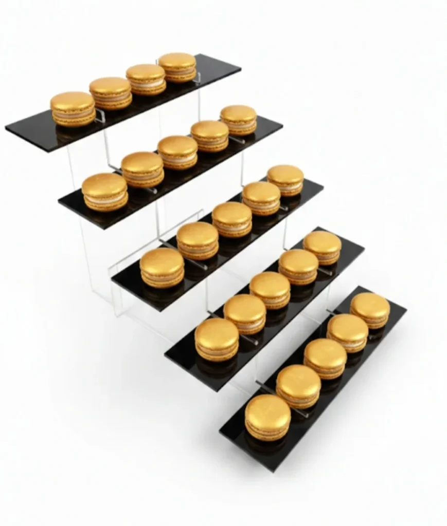 Czarny schodkowy ekspozytor