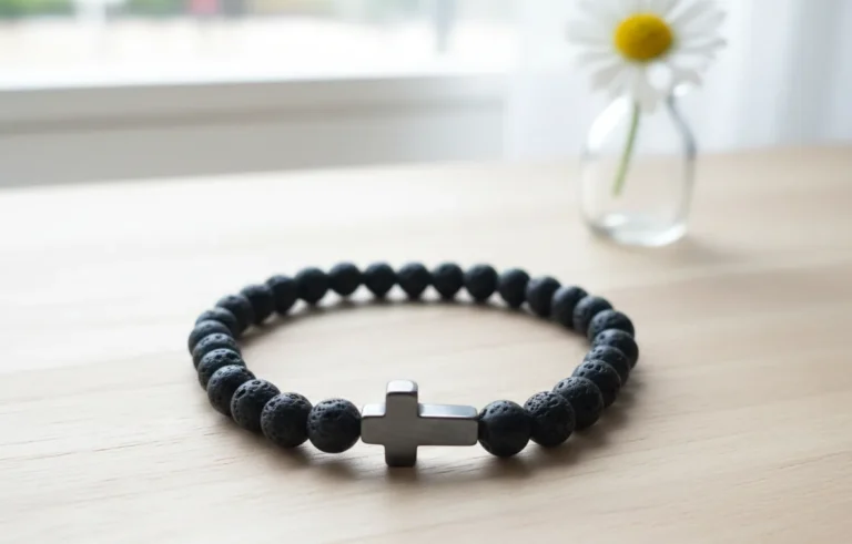 Bransoleta męska z kamienia lawy wulkanicznej