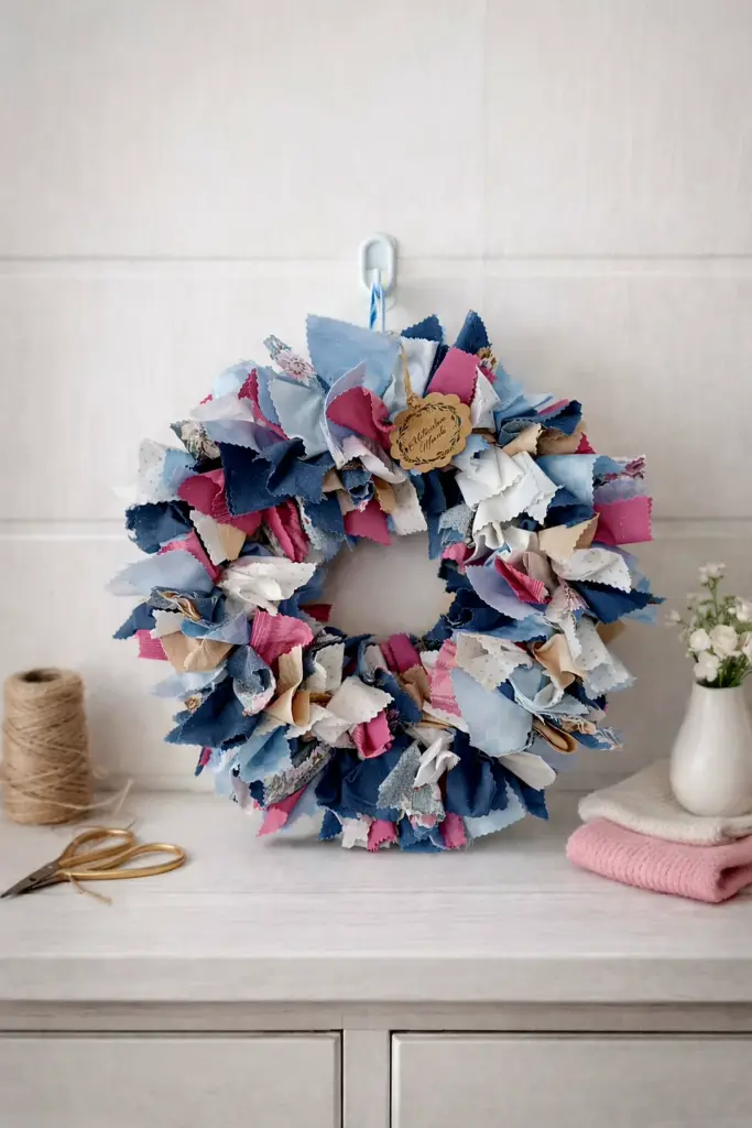 obrazek → Wianek różowo-niebieski z zajączkami