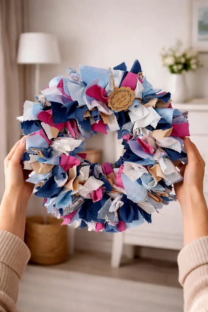 obrazek → Wianek różowo-niebieski z zajączkami