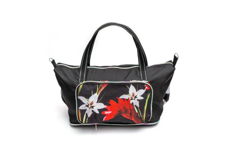 Torba weekenderka Lucky Czarna kwiaty